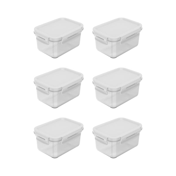 Kit de potes organizadores de geladeira retangular Ou 6 peças 560ml Linha Click