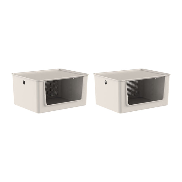 Kit de Cestos de Abertura Frontal com Tampa Ou 2 Peças 16L Linha Flow