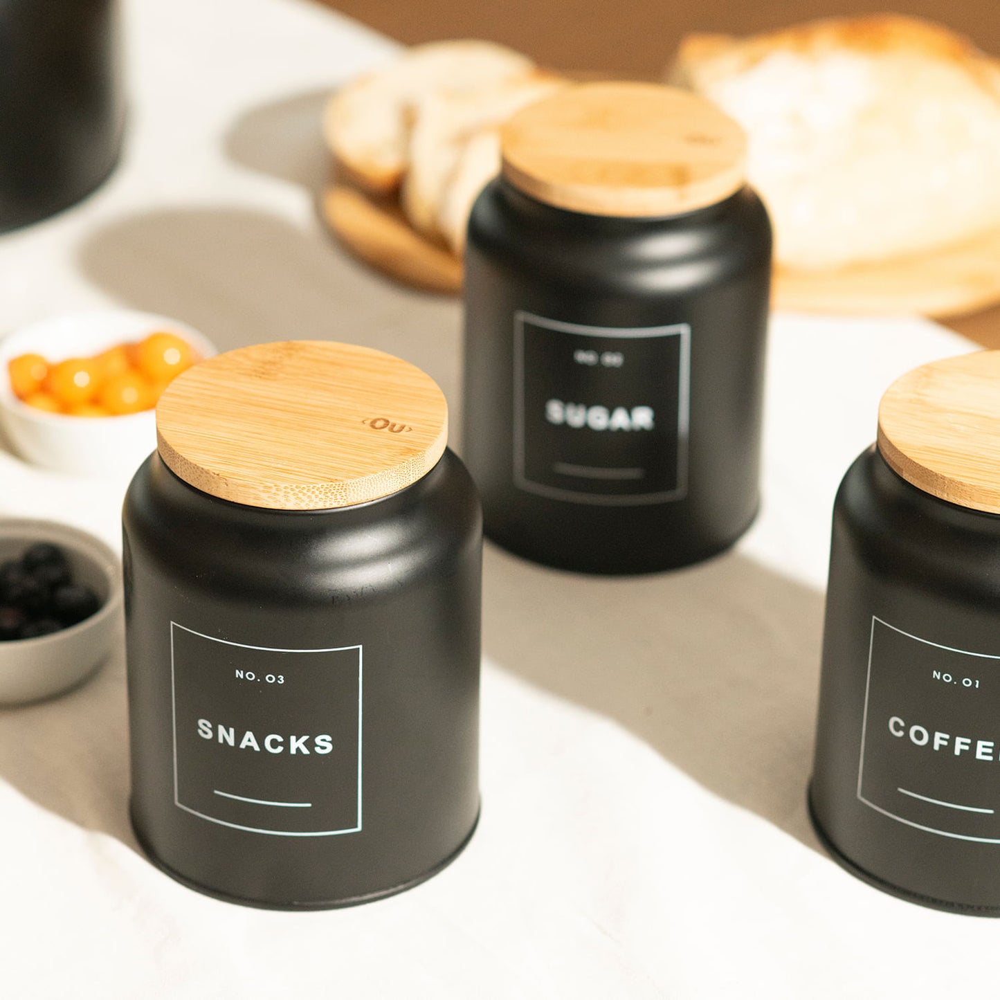 Kit de potes coffe snacks sugar Ou 3 peças Linha Sense