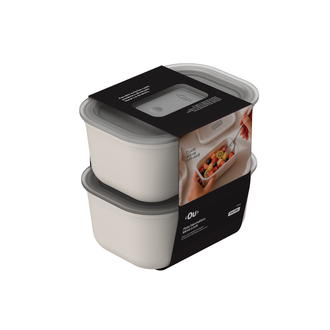 Kit Pote Hermético Para Marmita 400ml 2 peças Ou Linha Move Lock