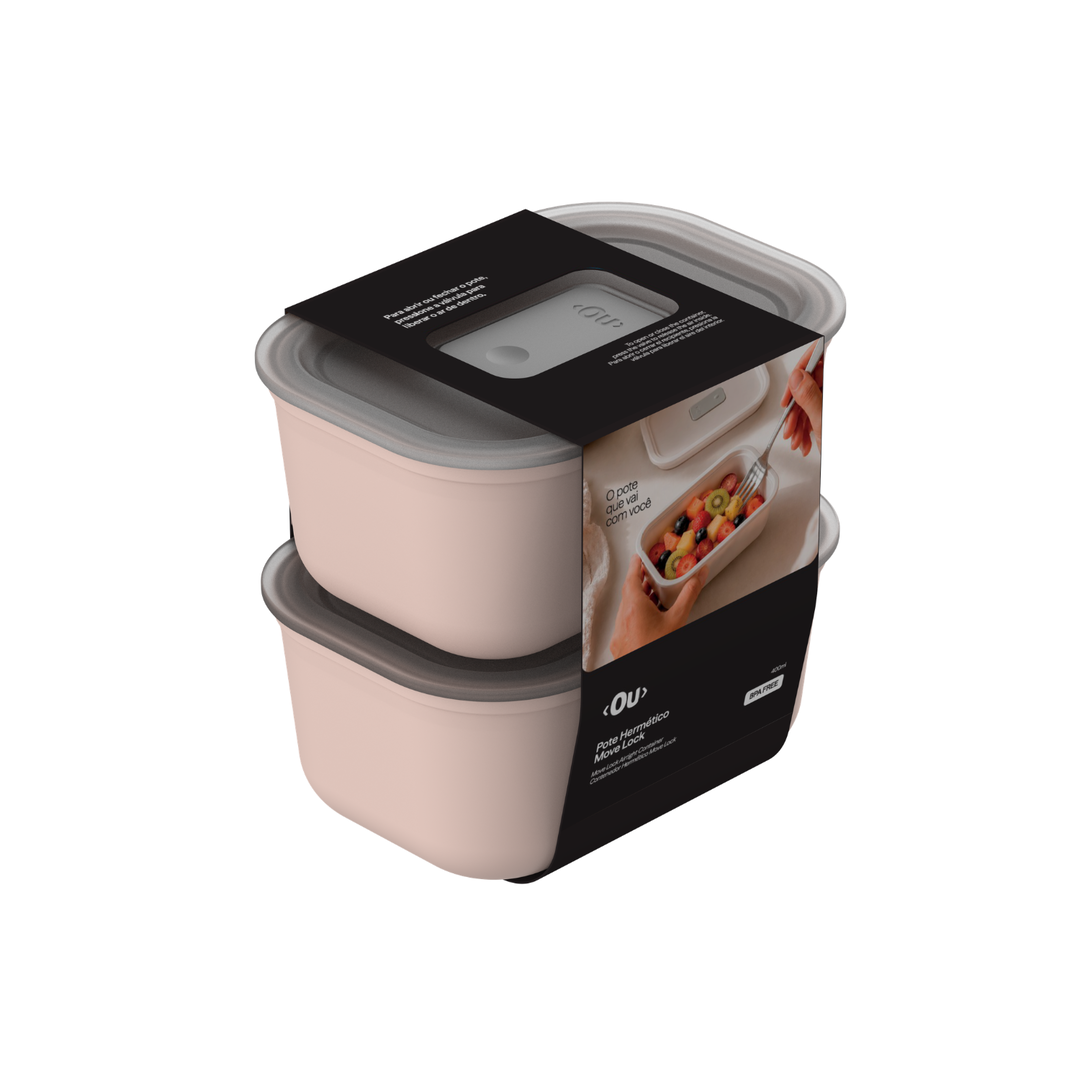 Kit Pote Hermético Para Marmita 400ml 2 peças Ou Linha Move Lock