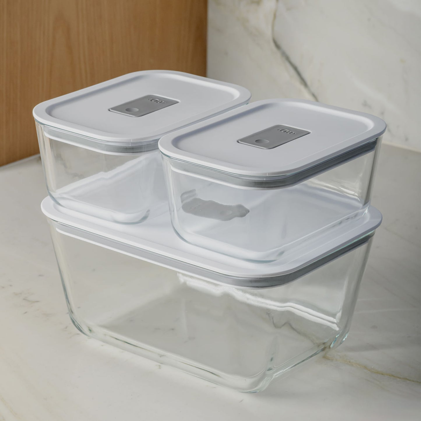 Kit de potes de vidro hermético Ou 2,4L e 725ml Linha Fresh Lock