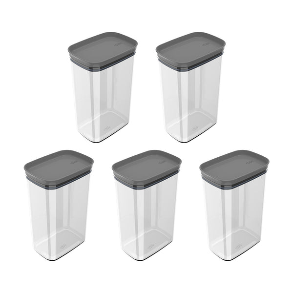 Kit de potes herméticos retangular Ou 5 peças 2,3L Linha Block