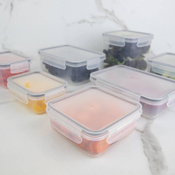 Kit de potes organizadores de geladeira retangular Ou 6 peças 560ml Linha Click