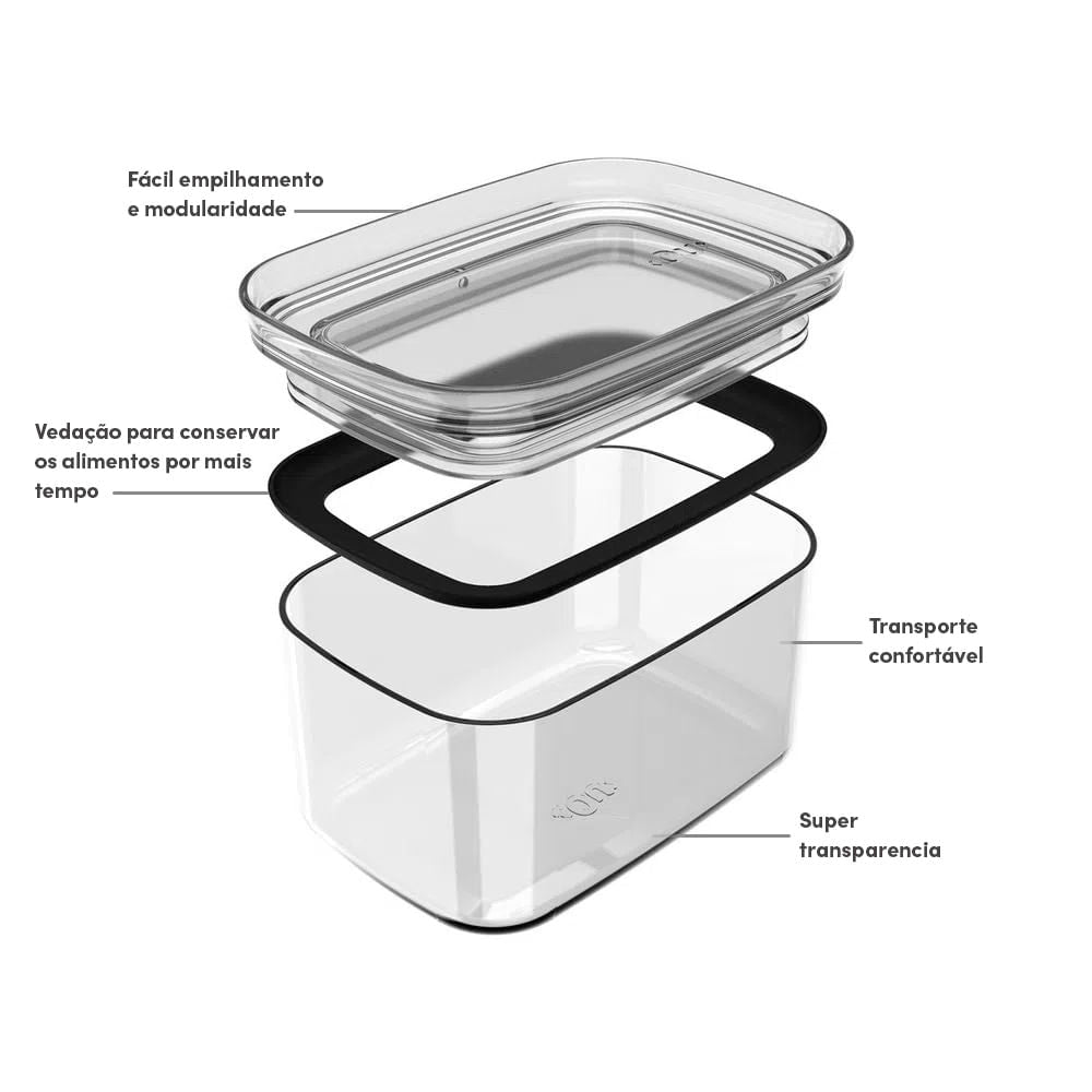Kit de potes herméticos Ou 4 peças 1,5L Linha Block