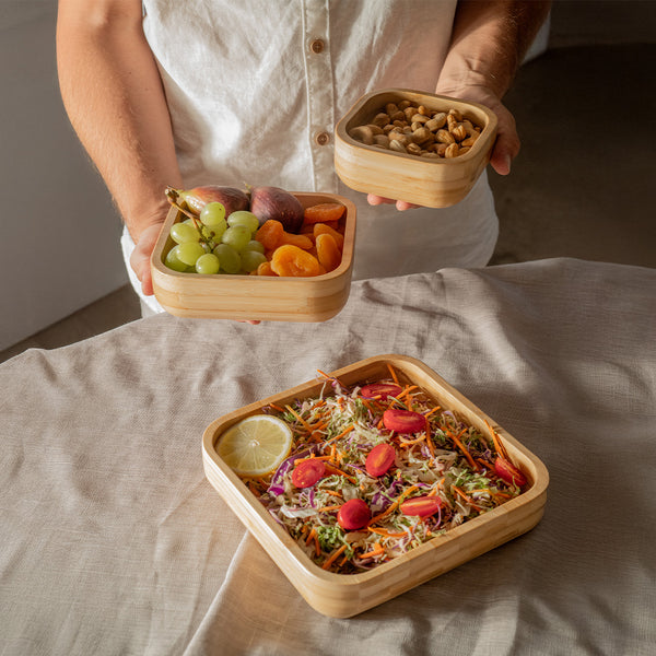Kit de Bowls Quadrados Ou 3 Peças Linha Lume