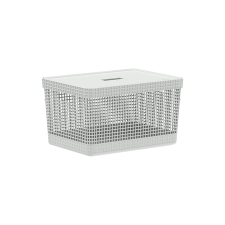 Cesto organizador Ou 20L com tampa Linha Grid
