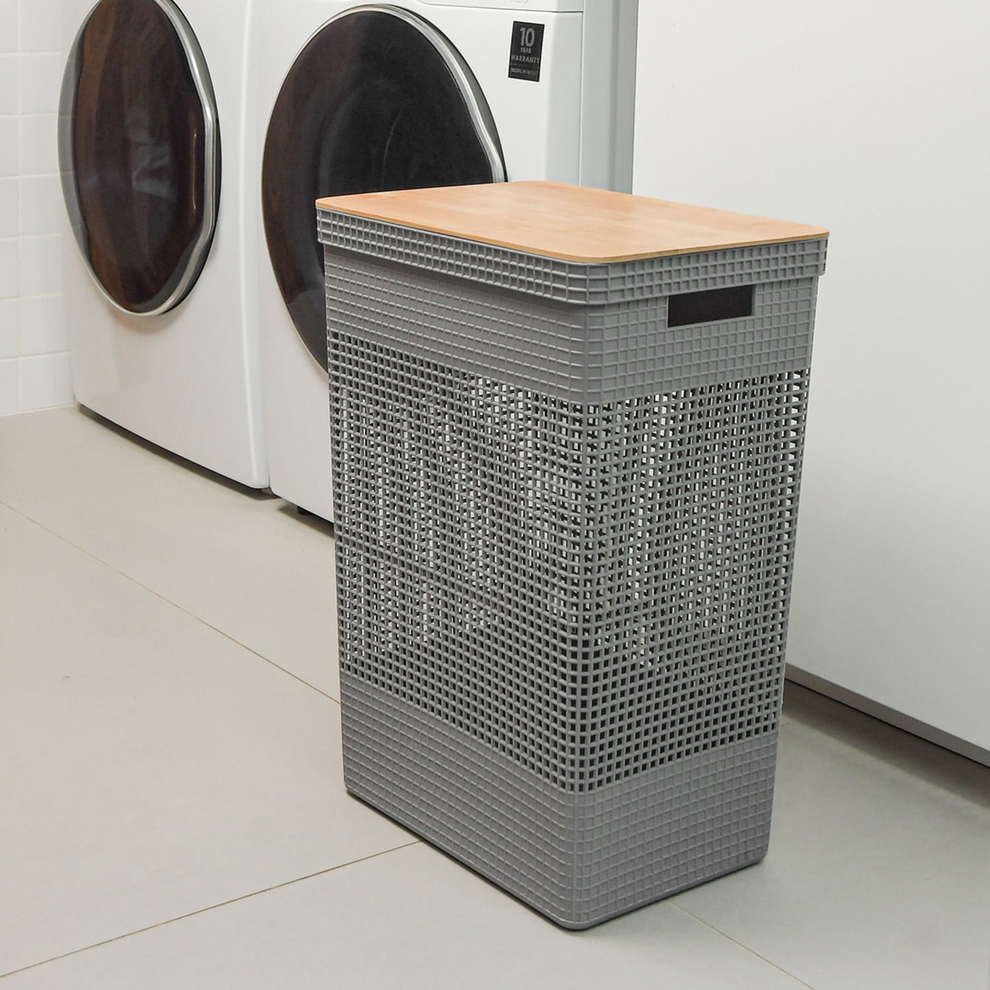 Kit de cestos organizadores com tampa de bambu Ou 3 peças Linha Grid