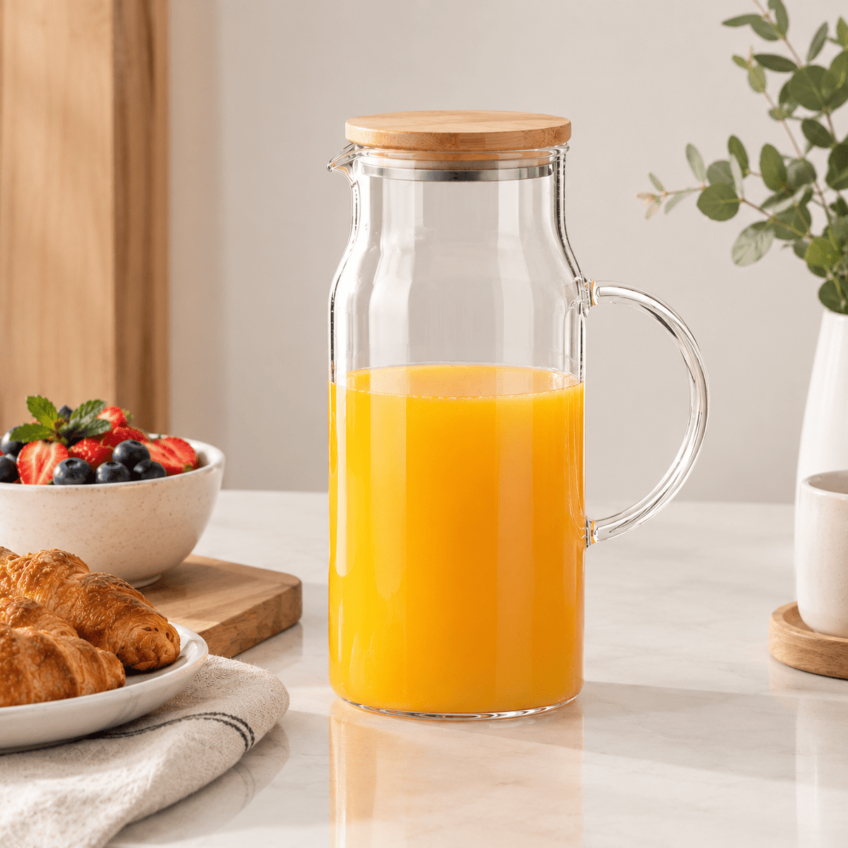 Jarra de Vidro Com Tampa de Bambu Ou 1,15L Linha Sense - Ou