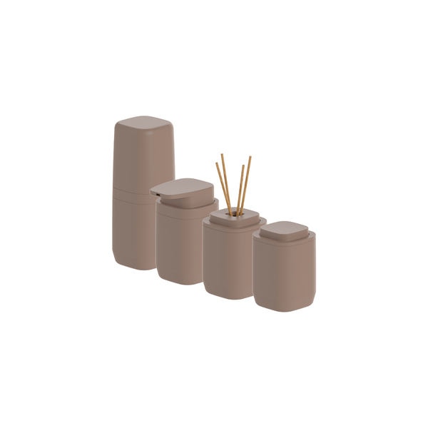 Kit de acessórios de bancada com porta sabonete líquido Ou 4 peças Linha Aura - Ou