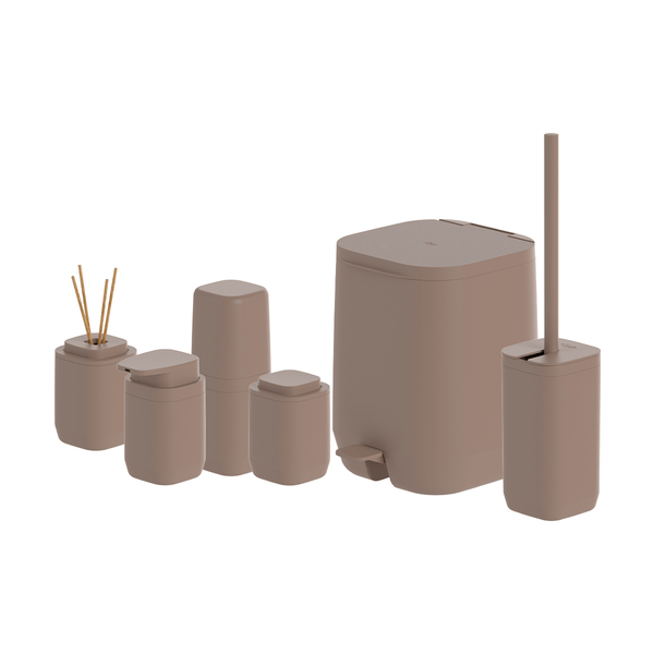 Kit de banheiro Completo com lixeira de pedal Ou 6 peças Linha Aura - Ou