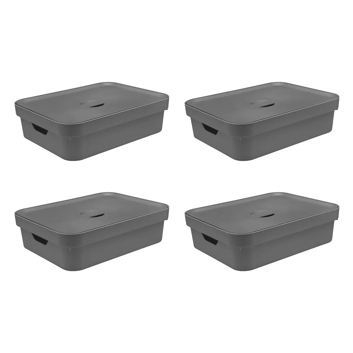 Kit de Caixa Organizadora com Tampa Ou 4 Peças 10,5L Linha Cube - Ou