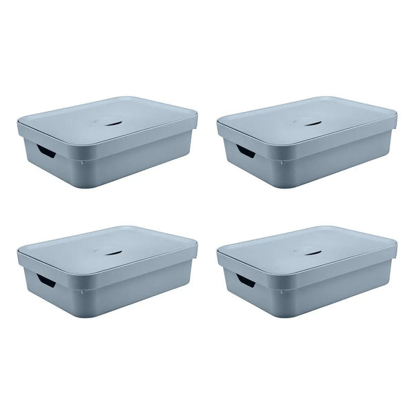 Kit de Caixa Organizadora com Tampa Ou 4 Peças 10,5L Linha Cube - Ou