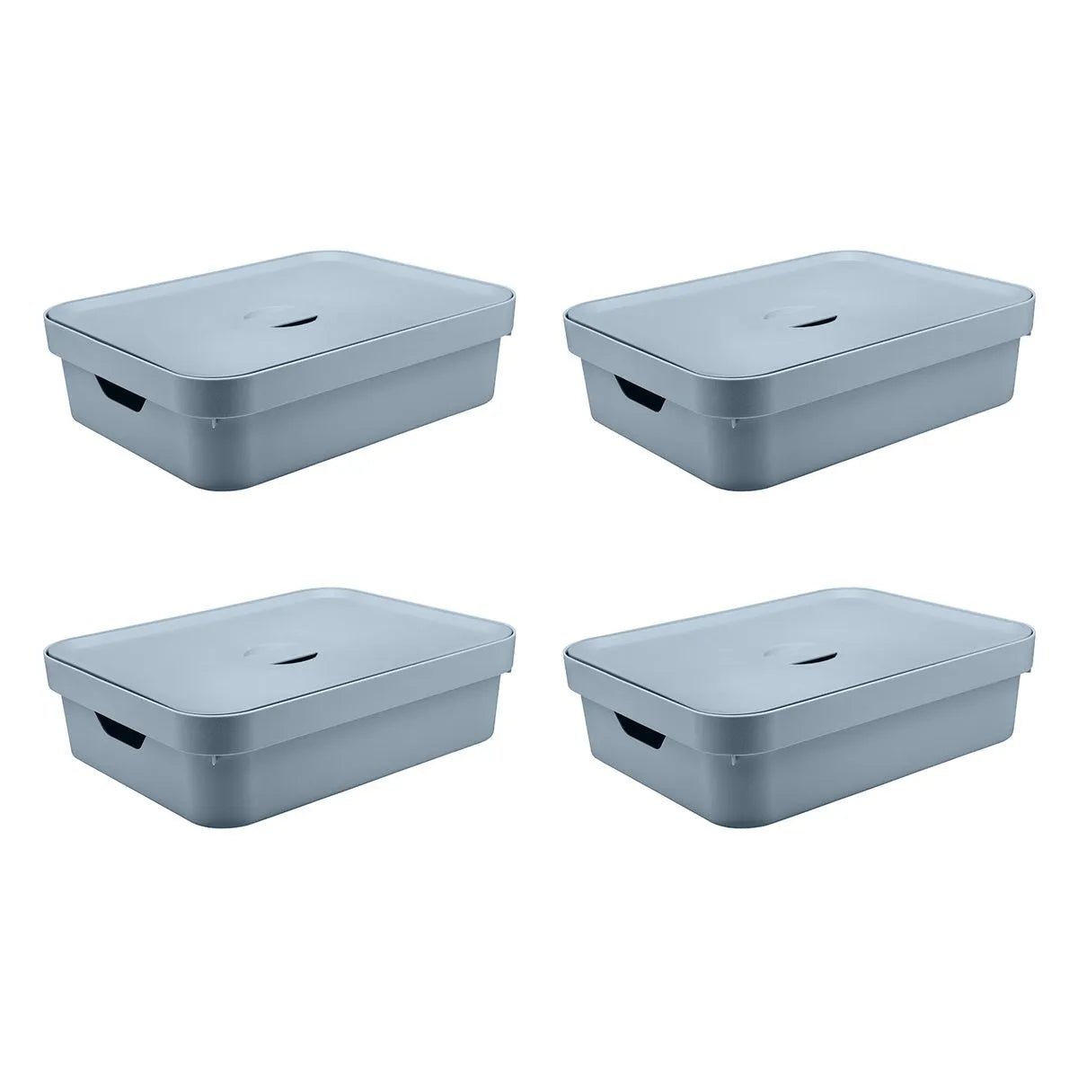 Kit de Caixa Organizadora com Tampa Ou 4 Peças 10,5L Linha Cube - Ou