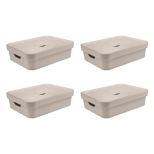 Kit de Caixa Organizadora com Tampa Ou 4 Peças 10,5L Linha Cube - Ou