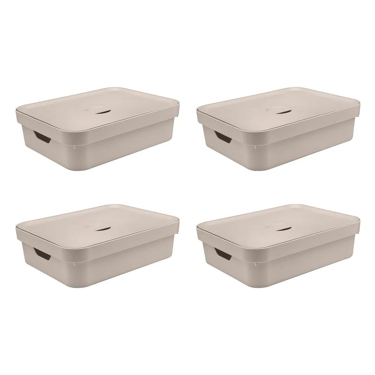 Kit de Caixa Organizadora com Tampa Ou 4 Peças 10,5L Linha Cube - Ou
