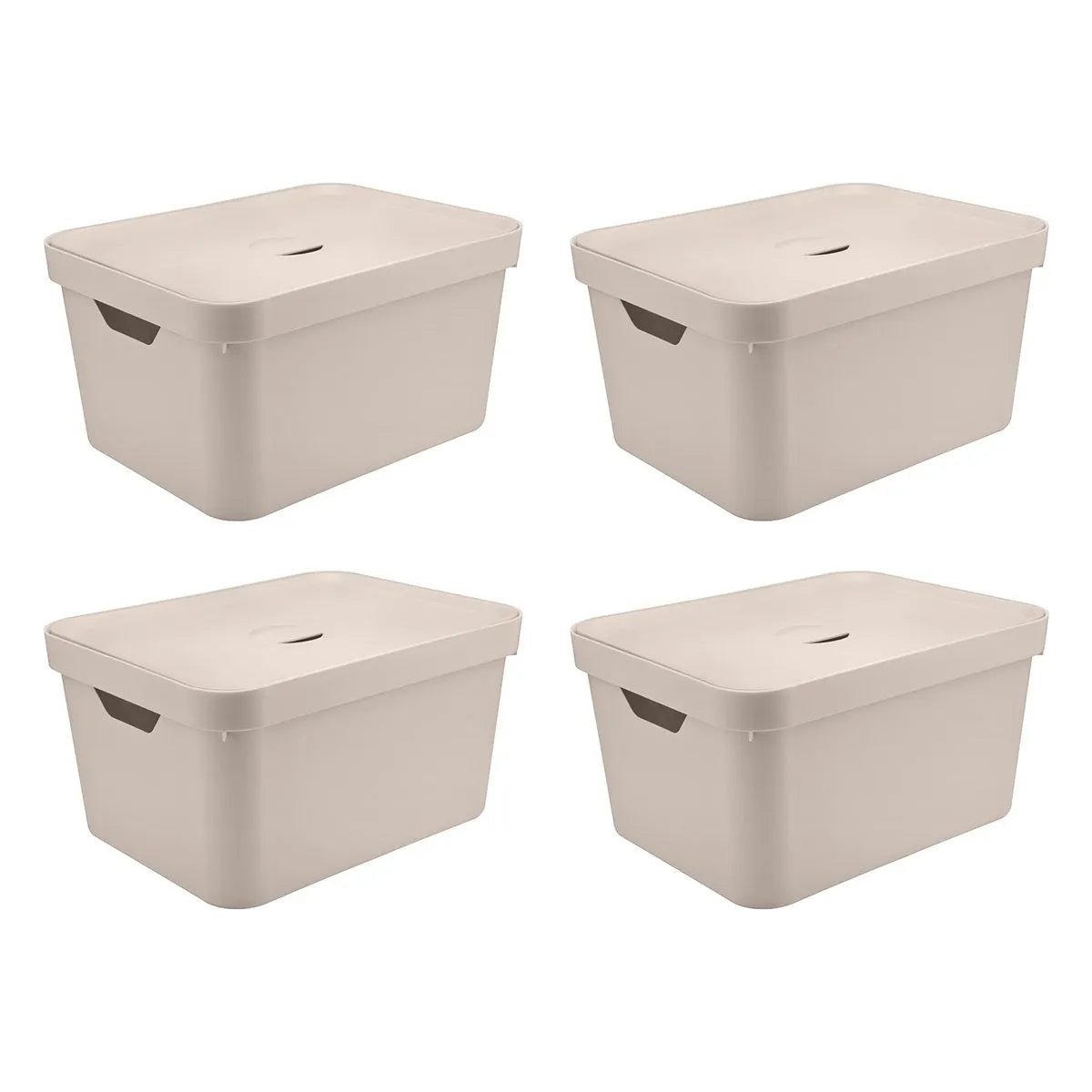 Kit de Caixa Organizadora com Tampa Ou 4 Peças 32L Linha Cube - Ou