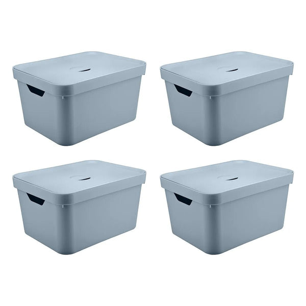Kit de Caixa Organizadora com Tampa Ou 4 Peças 32L Linha Cube - Ou