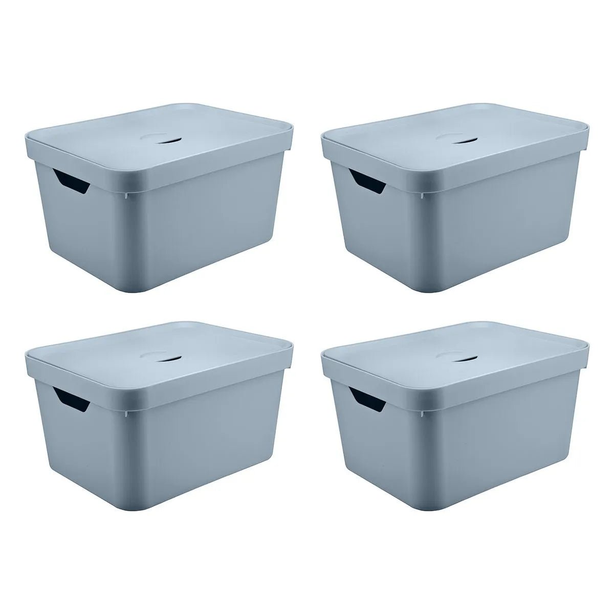 Kit de Caixa Organizadora com Tampa Ou 4 Peças 32L Linha Cube - Ou