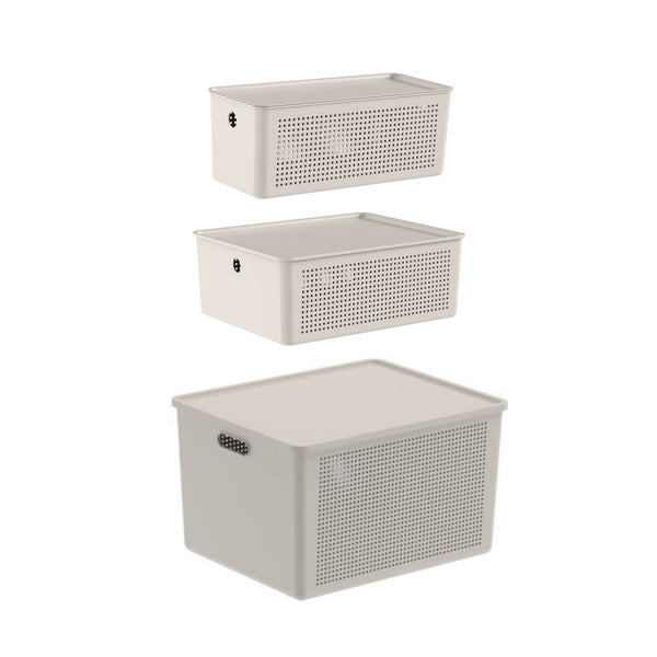 Kit de Cesto com Tampa Ou 3 Peças Linha Flow - Ou