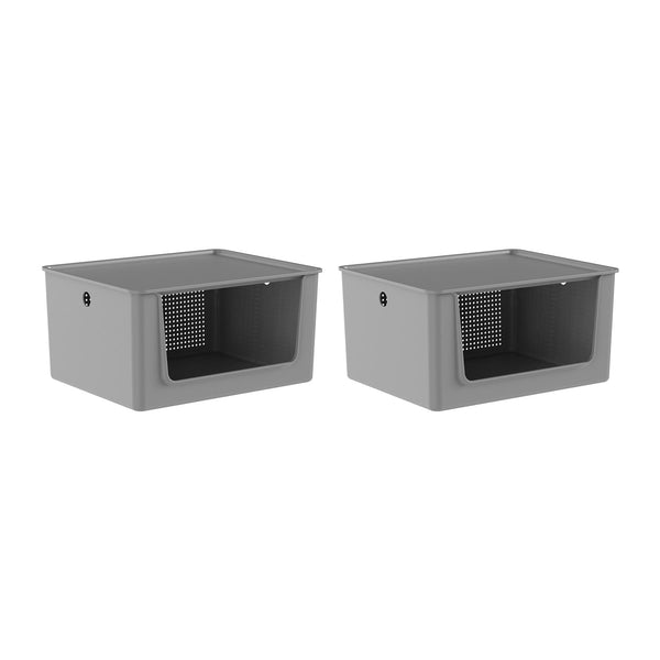 Kit de Cestos de Abertura Frontal com Tampa Ou 2 Peças 16L Linha Flow - Ou