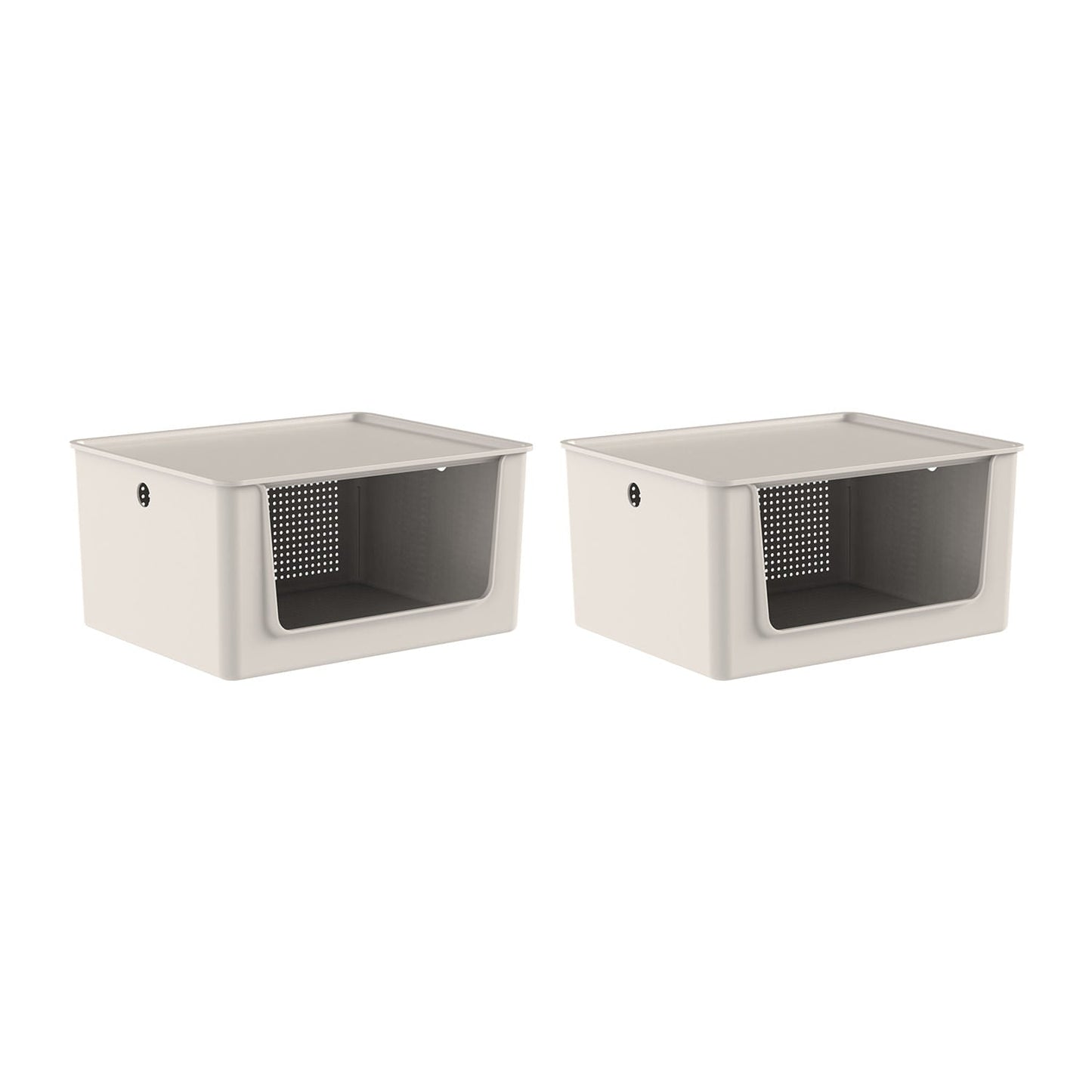 Kit de Cestos de Abertura Frontal com Tampa Ou 2 Peças 16L Linha Flow - Ou