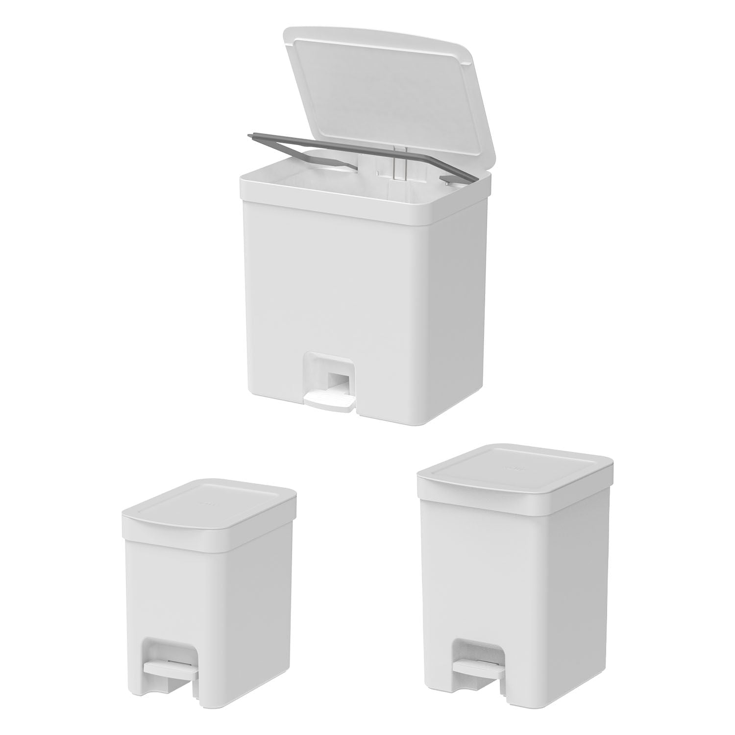 Kit de lixeiras com pedal Ou 3 peças Linha Trium - Ou