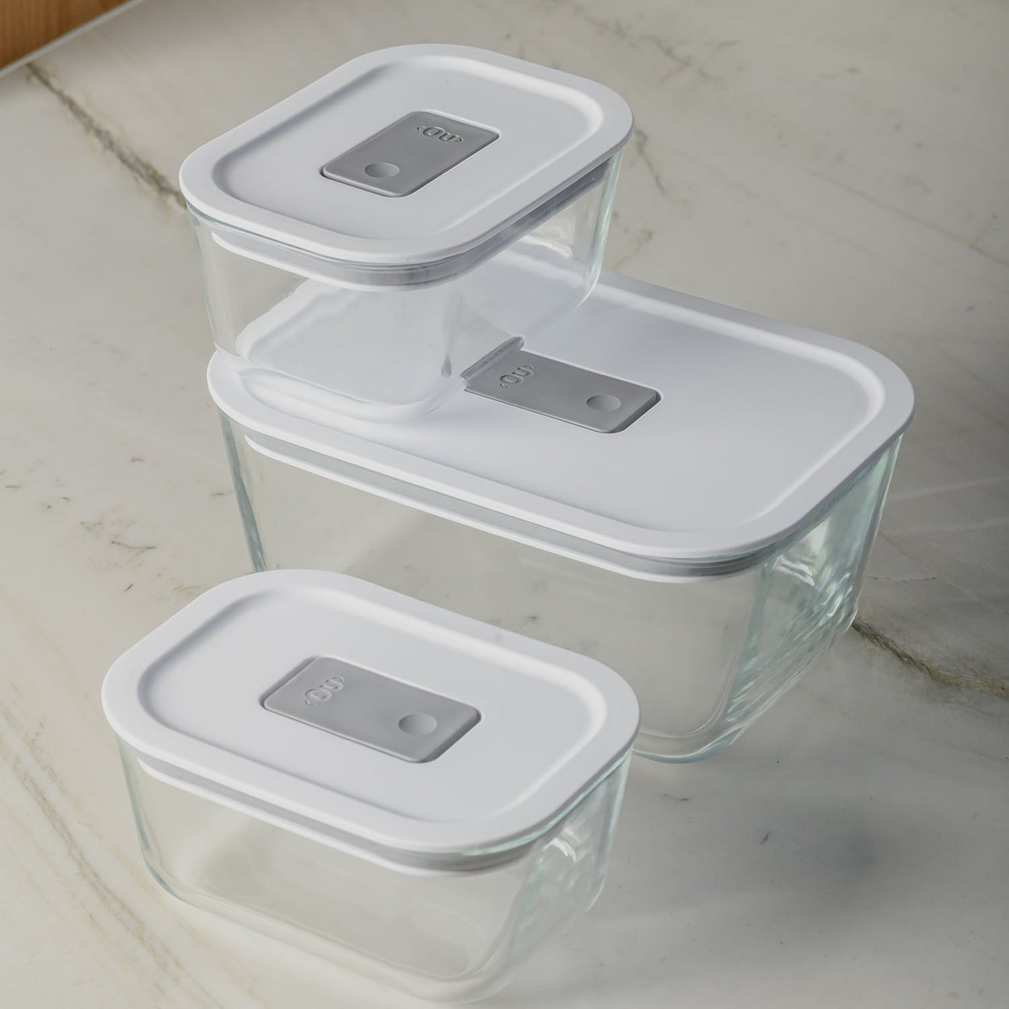 Kit de Potes de Vidro Hermético Ou 1,2 L e 370ml Linha Fresh Lock - Ou
