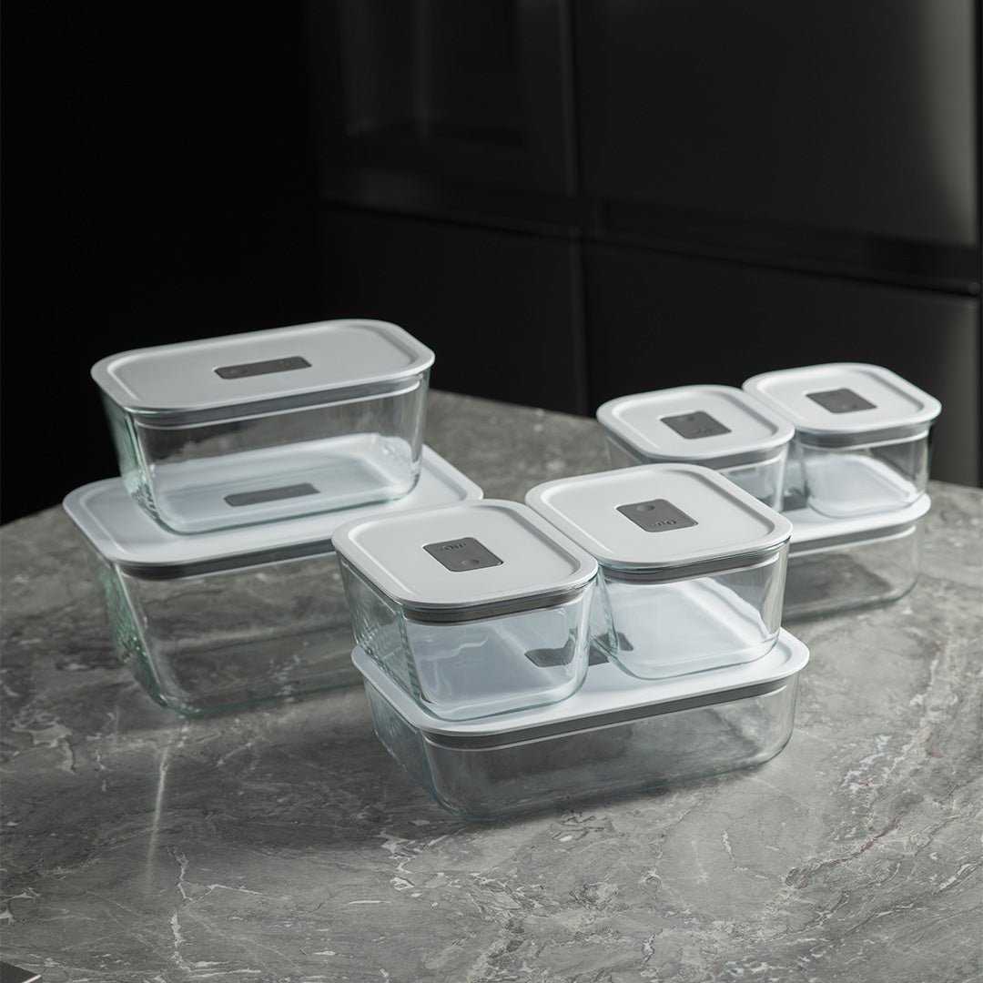 Kit de Potes de Vidro Herméticos Ou 6 Peças Linha Fresh Lock - Ou
