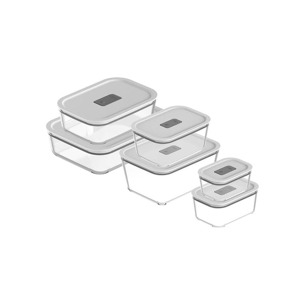 Kit de Potes de Vidro Herméticos Ou 6 Peças Linha Fresh Lock - Ou