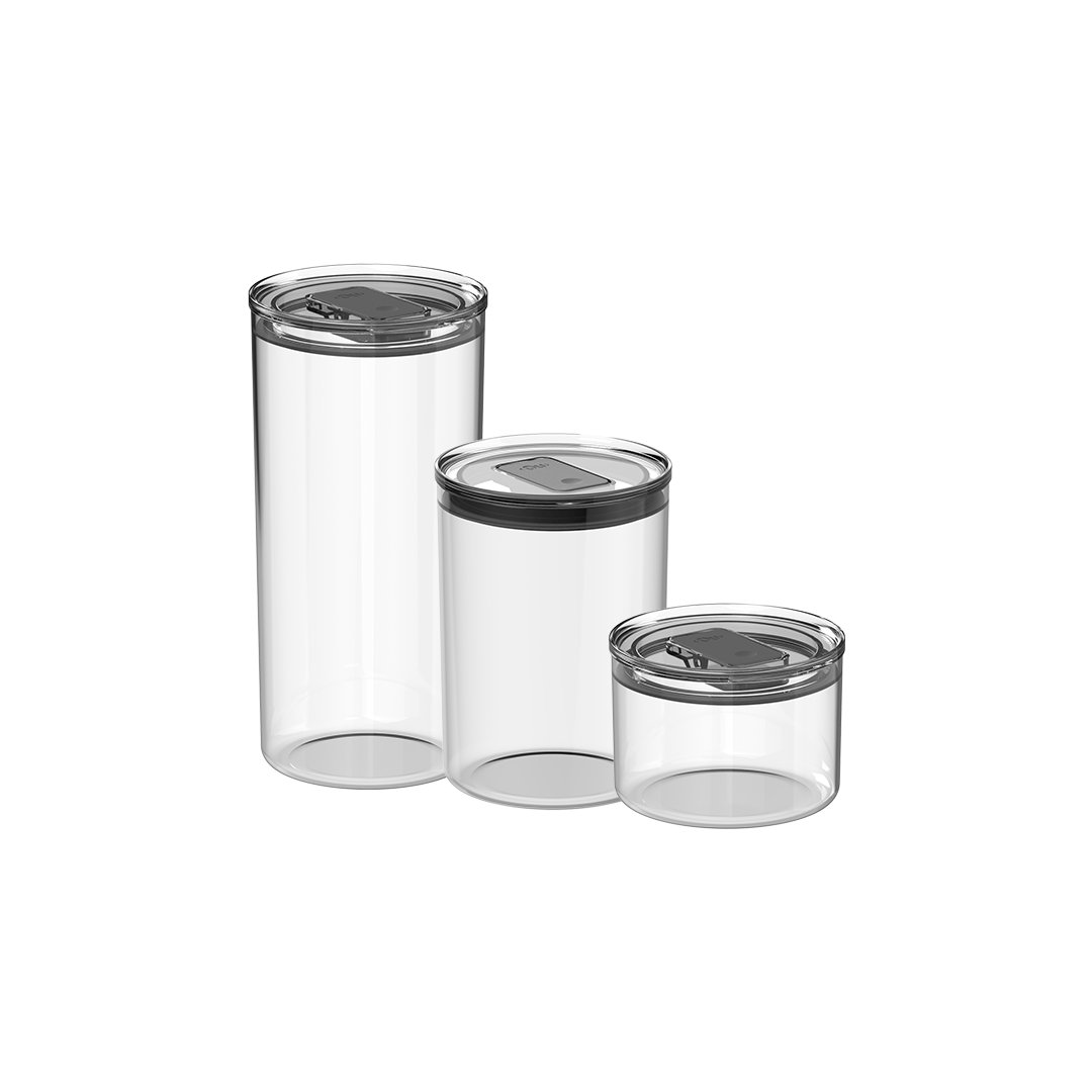 Kit de Potes Herméticos Ou Redondos 3 Peças Linha Duo Lock - Ou