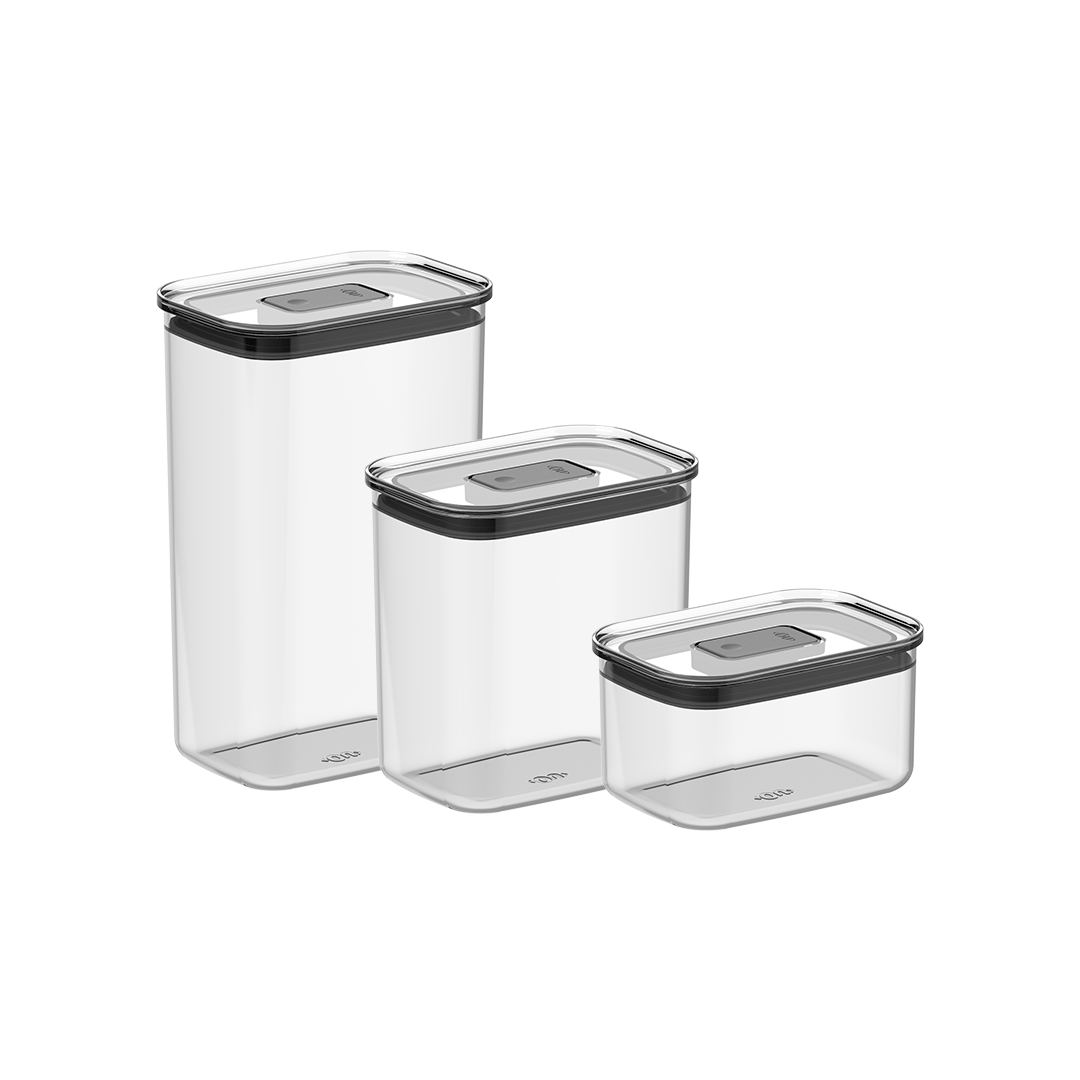 Kit de Potes Herméticos Ou Retangulares 3 Peças Linha Duo Lock - Ou