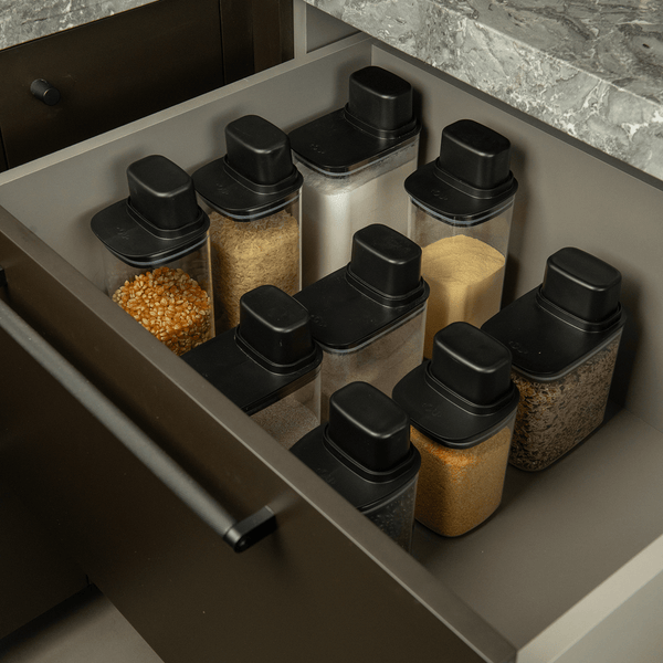 Kit de Potes Herméticos Para Mantimentos com Medidor Ou Quadrado 2 Peças Linha Drop - Ou