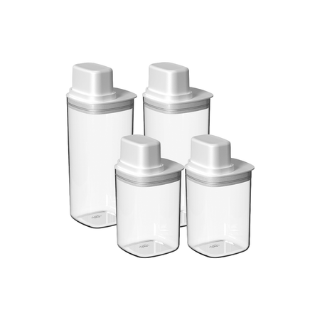 Kit de Potes Herméticos Para Mantimentos com Medidor Ou Quadrado 4 Peças Linha Drop