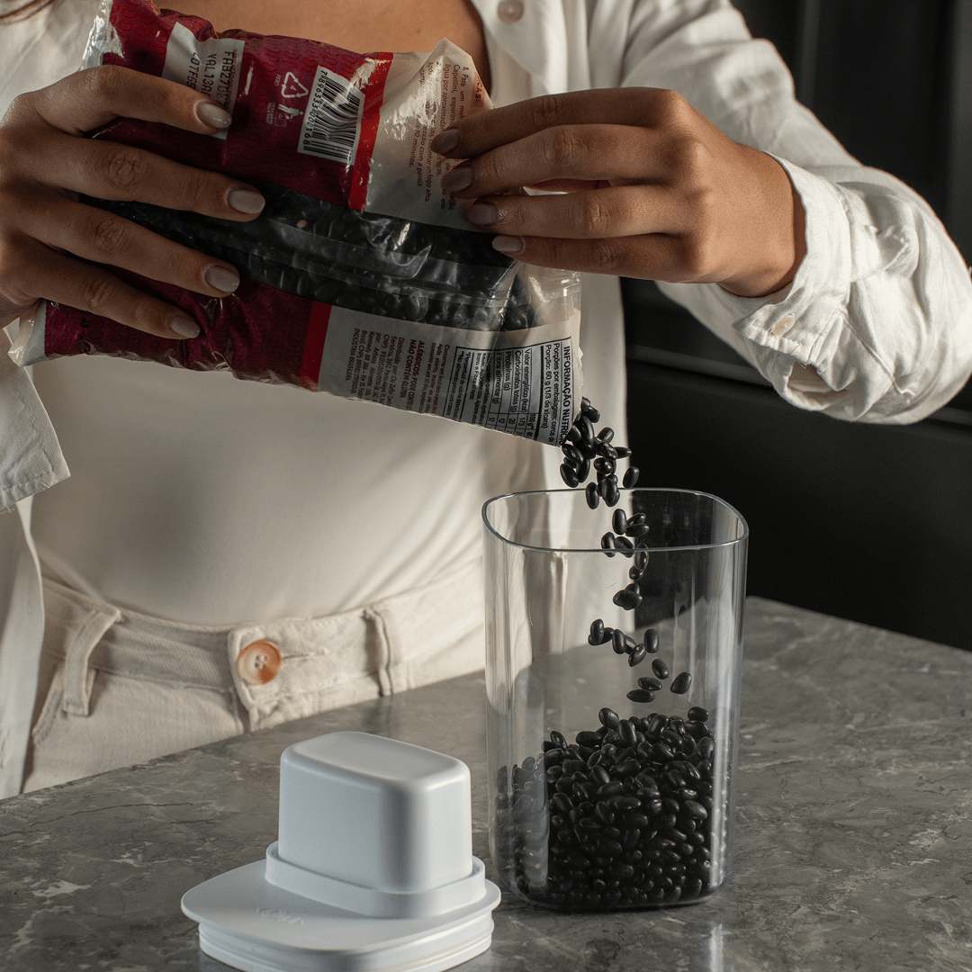 Kit de Potes Herméticos Para Mantimentos com Medidor Ou Quadrado 4 Peças Linha Drop - Ou