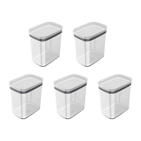 Kit de potes herméticos retangular Ou 5 peças 1,5L Linha Block - Ou