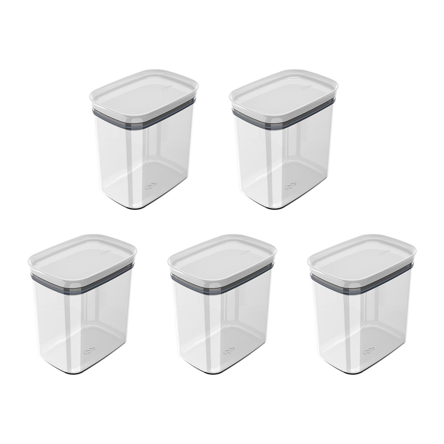 Kit de potes herméticos retangular Ou 5 peças 1,5L Linha Block - Ou