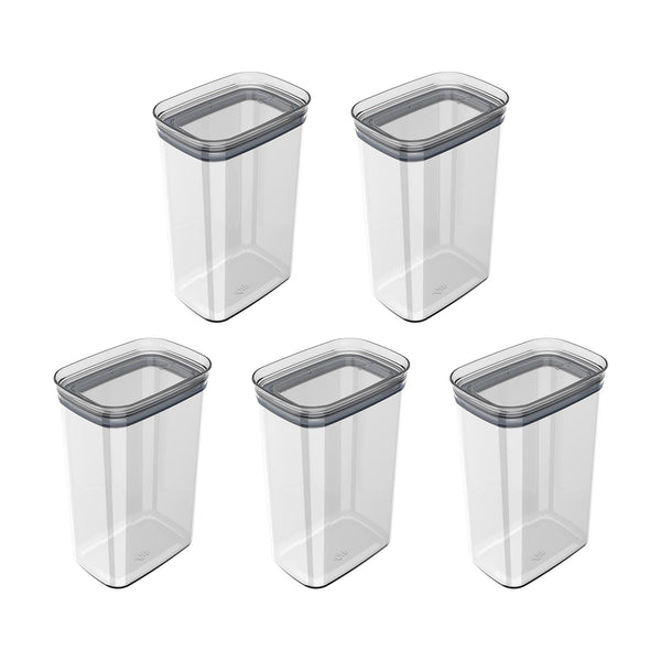 Kit de potes herméticos retangular Ou 5 peças 2,3L Linha Block - Ou