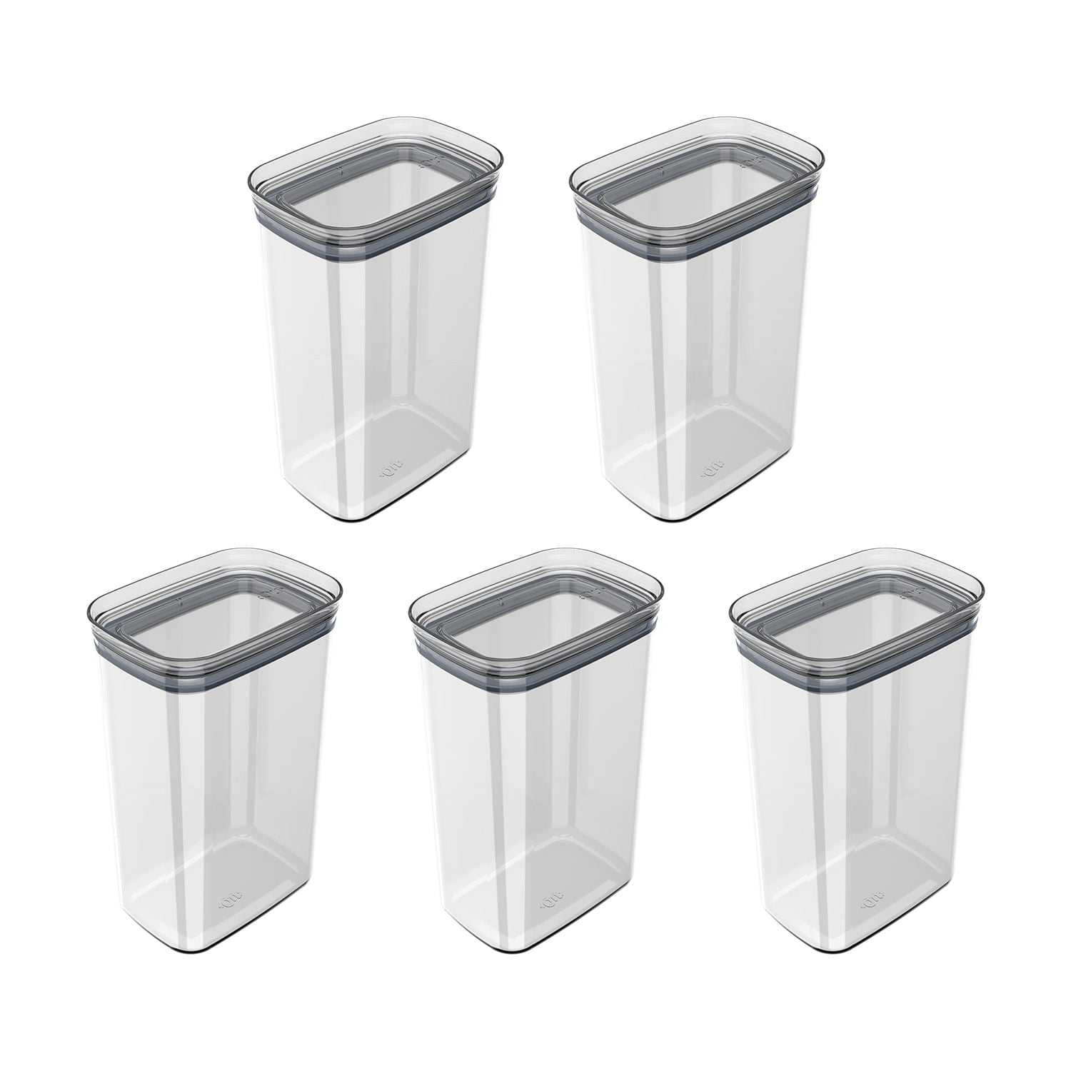 Kit de potes herméticos retangular Ou 5 peças 2,3L Linha Block - Ou