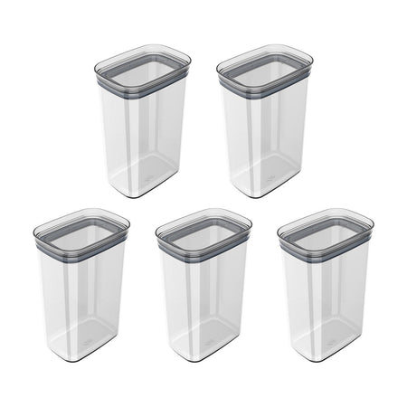 Kit de potes herméticos retangular Ou 5 peças 2,3L Linha Block