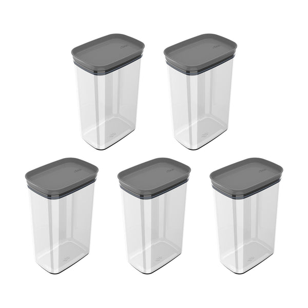 Kit de potes herméticos retangular Ou 5 peças 2,3L Linha Block - Ou