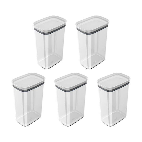Kit de potes herméticos retangular Ou 5 peças 2,3L Linha Block - Ou