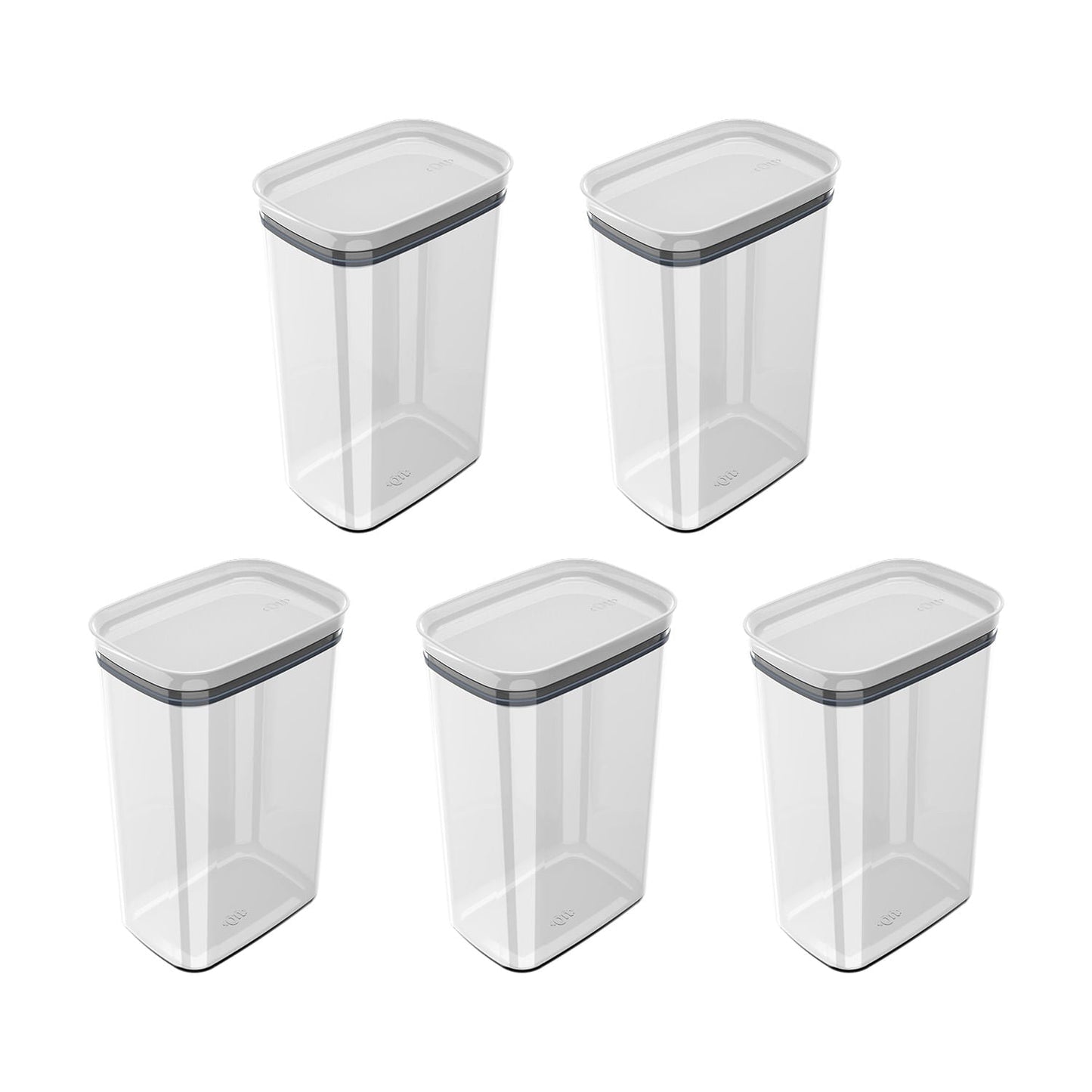 Kit de potes herméticos retangular Ou 5 peças 2,3L Linha Block - Ou