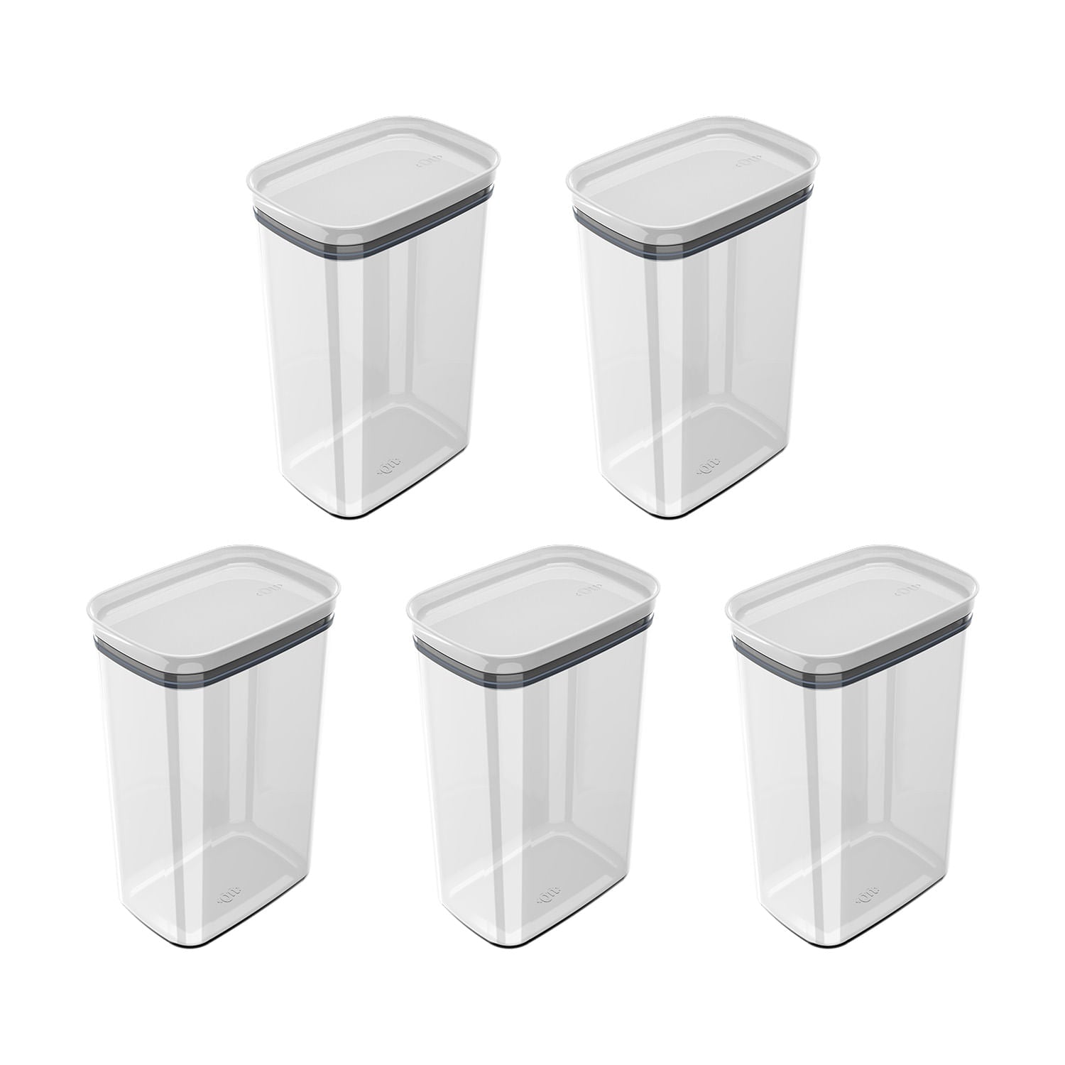 Kit de potes herméticos retangular Ou 5 peças 2,3L Linha Block - Ou