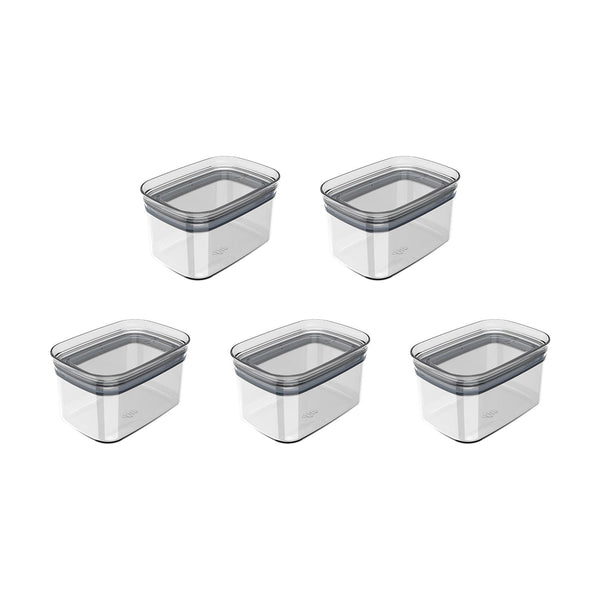 Kit de potes herméticos retangular Ou 5 peças 650ml Linha Block - Ou