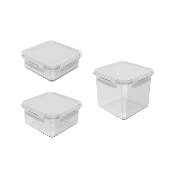 Kit de potes organizadores de geladeira quadrado Ou 3 peças Linha Click - Ou