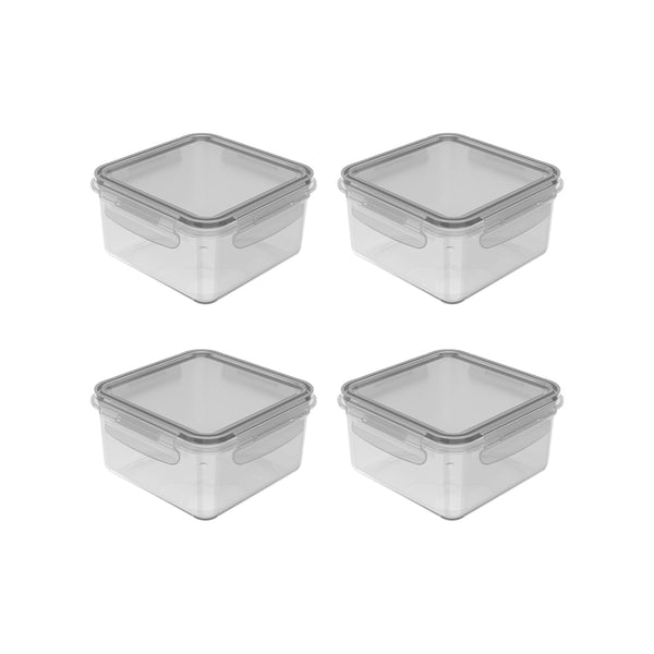Kit de potes organizadores de geladeira quadrado Ou 4 peças 800ml Linha Click - Ou