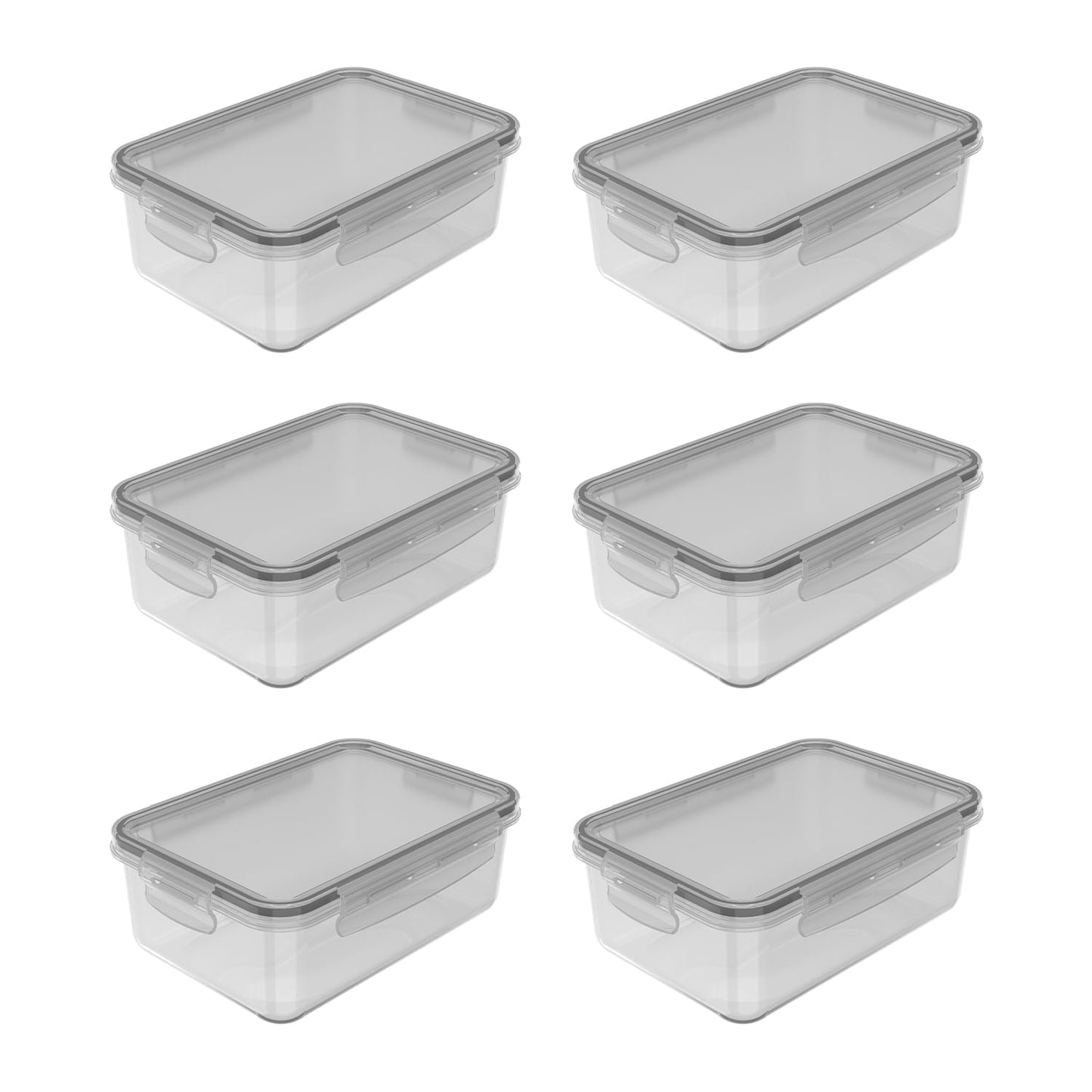 Kit de potes organizadores de geladeira retangular Ou 6 peças 1280ml Linha Click - Ou