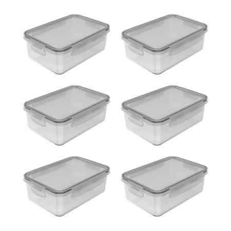 Kit de potes organizadores de geladeira retangular Ou 6 peças 1280ml Linha Click