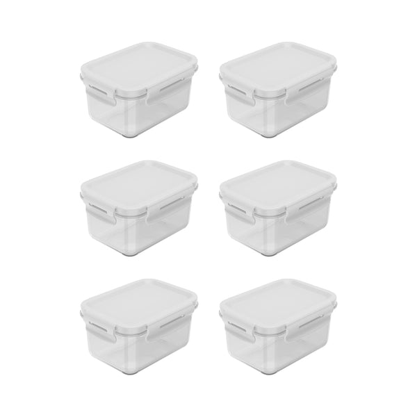 Kit de potes organizadores de geladeira retangular Ou 6 peças 560ml Linha Click - Ou